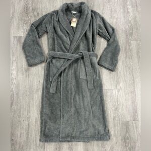NEW COYUCHI Cloud Loom Organic Cotton Unisex Robe Slate Gray XSmall/Small